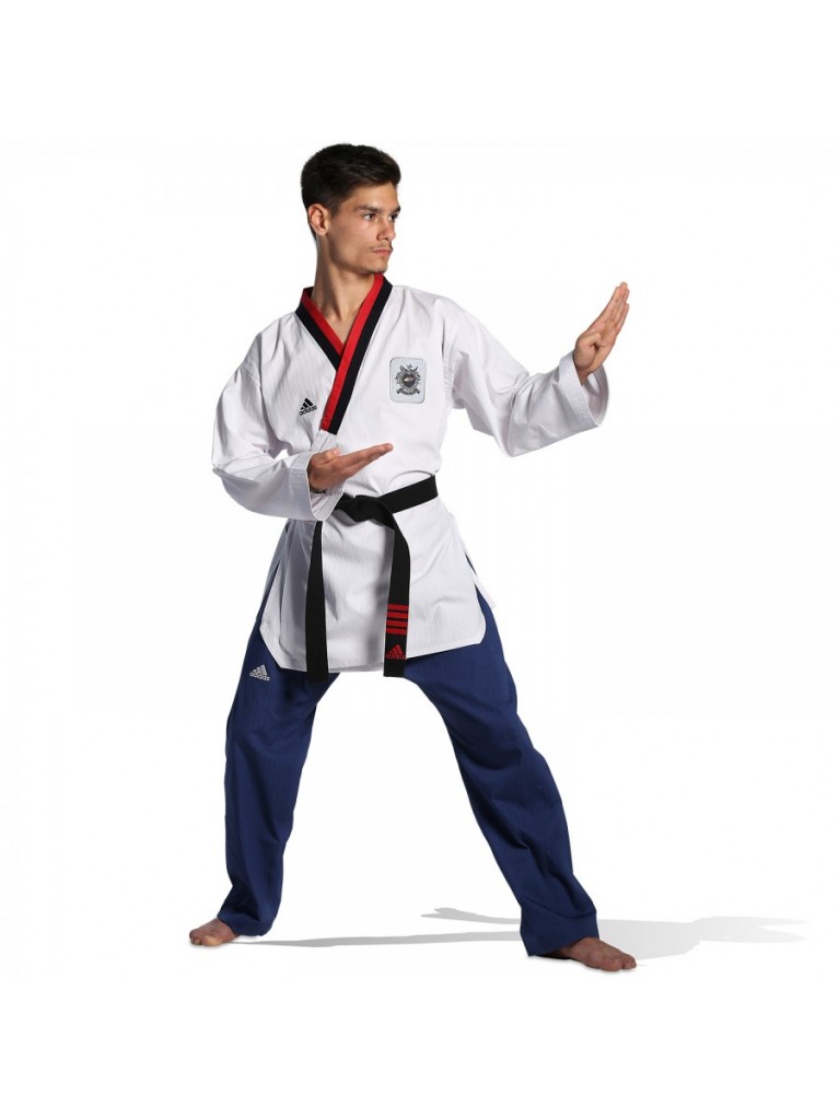 Taekwondo Στολή adidas POOMSAE Για Αγόρια – Άσπρο/Μπλε - ADITPYM01